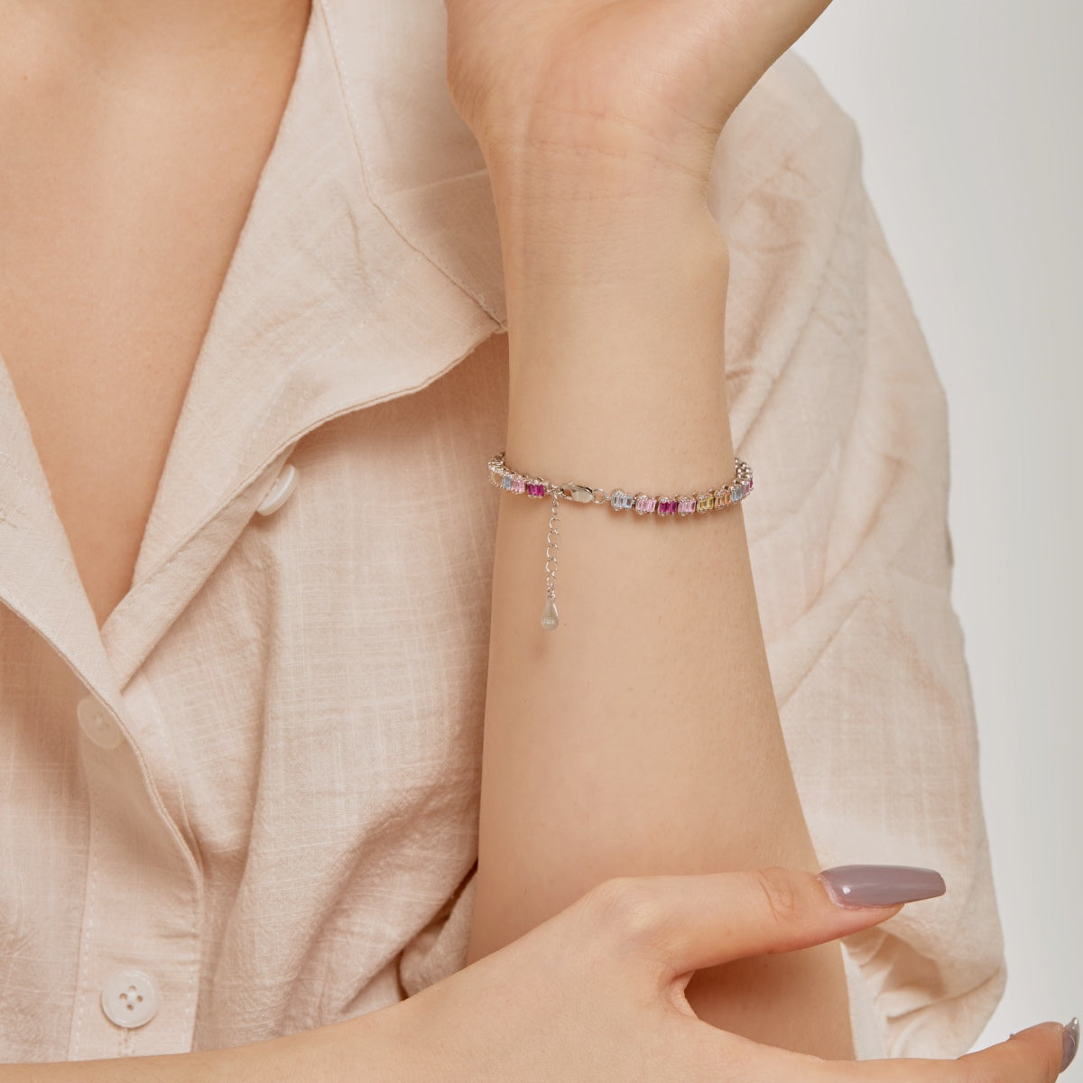 [Polaidi Jewelry]Delicate Colorful Emerald Cut Party Bracelet