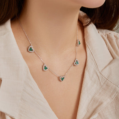 [Polaidi Jewelry]Sparkling Five Heart Necklace