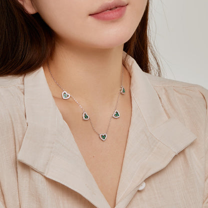 [Polaidi Jewelry]Sparkling Five Heart Necklace
