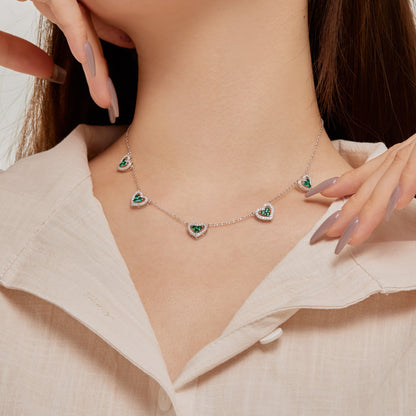 [Polaidi Jewelry]Sparkling Five Heart Necklace