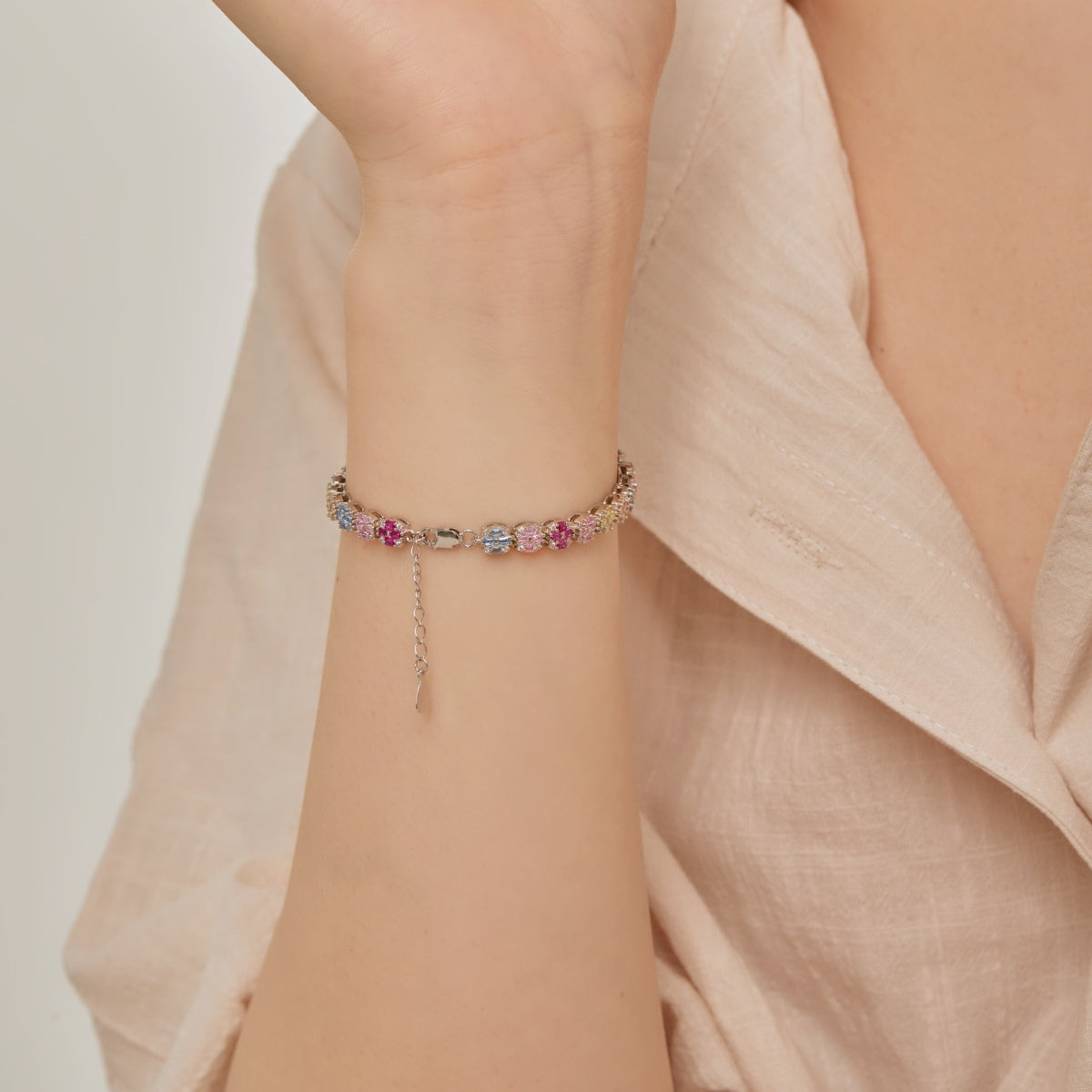 [Polaidi Jewelry]Delicate Colorful Emerald Cut Daily Bracelet