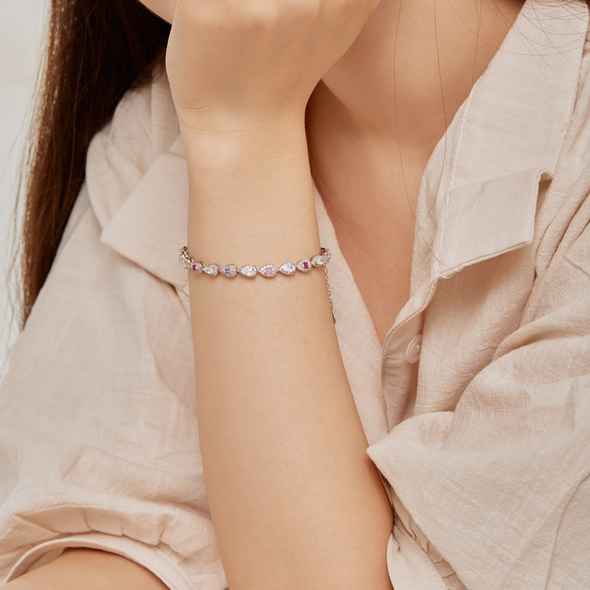 [Polaidi Jewelry]0.25 Carat Radiant Water Drop Shape Daily Bracelet