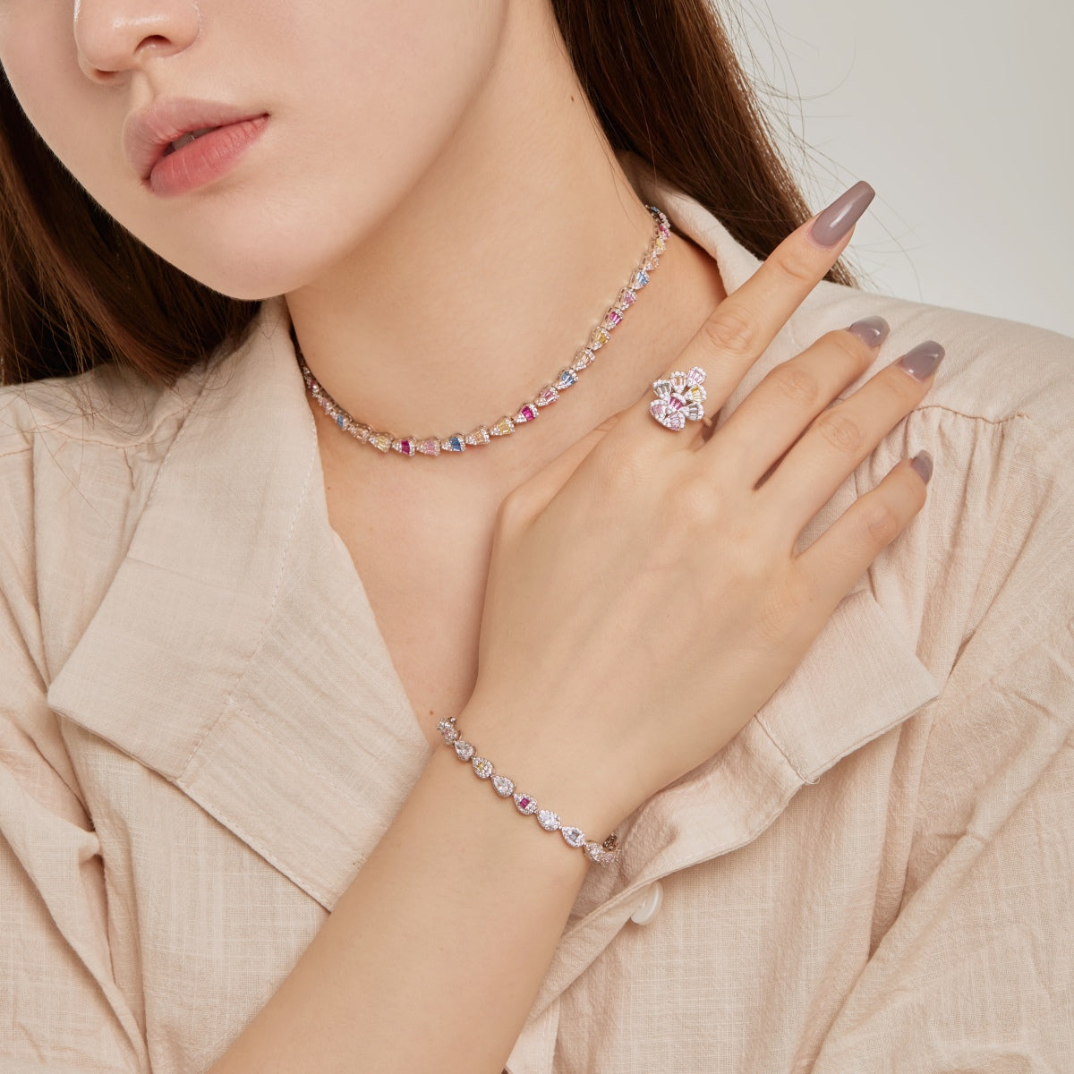 [Polaidi Jewelry]0.25 Carat Radiant Water Drop Shape Daily Bracelet