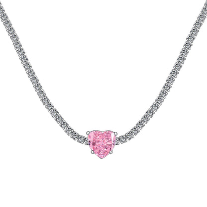 [Polaidi Jewelry]2.0 Carat Sparkling Tennis Heart Cut Necklace