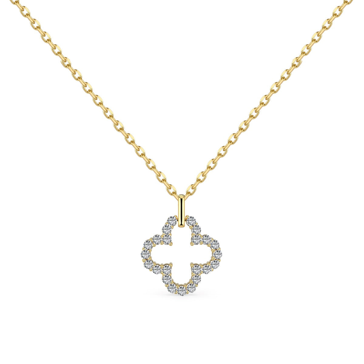[Polaidi Jewelry]Four-Leaf Clover Hollow Design Exquisite Necklace