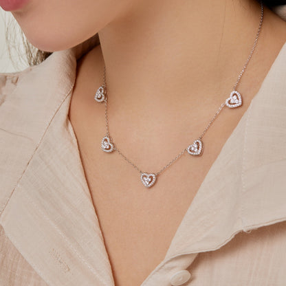 [Polaidi Jewelry]Sparkling Five Heart Necklace