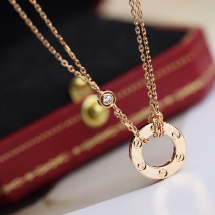 [：Polaidi Jewelry]LOVE NECKLACE ADJUSTABLE ROSE GOLD 2 DIAMOND