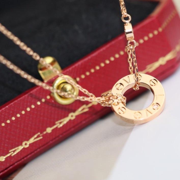 [Polaidi Jewelry]LOVE NECKLACE ADJUSTABLE ROSE GOLD 2 DIAMOND