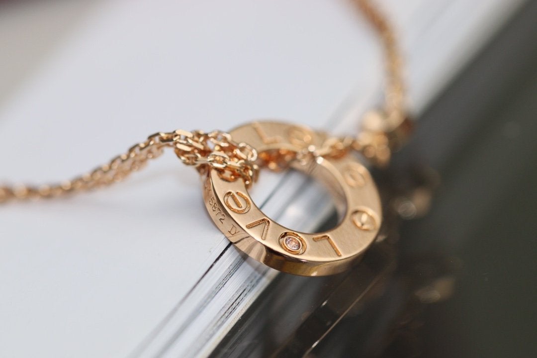 [：Polaidi Jewelry]LOVE NECKLACE ADJUSTABLE ROSE GOLD 2 DIAMOND