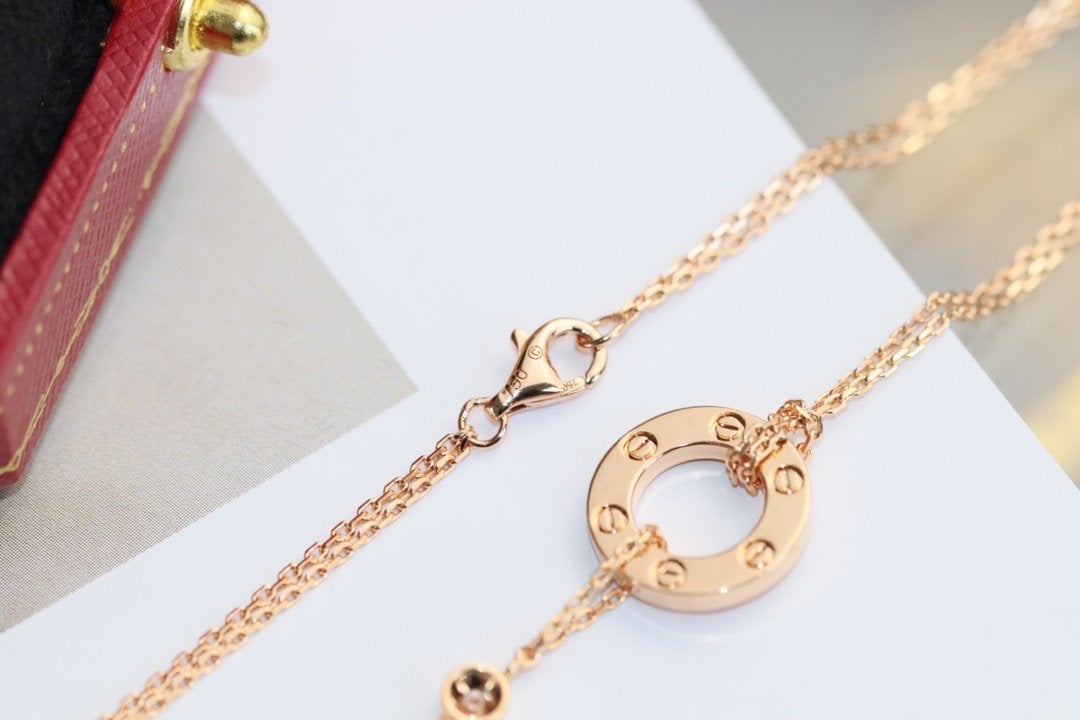 [：Polaidi Jewelry]LOVE NECKLACE ADJUSTABLE ROSE GOLD 2 DIAMOND