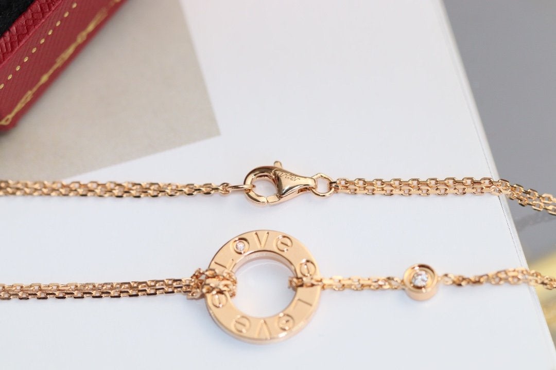 [：Polaidi Jewelry]LOVE NECKLACE ADJUSTABLE ROSE GOLD 2 DIAMOND