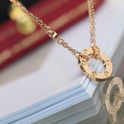 [Polaidi Jewelry]LOVE NECKLACE ADJUSTABLE ROSE GOLD 2 DIAMOND