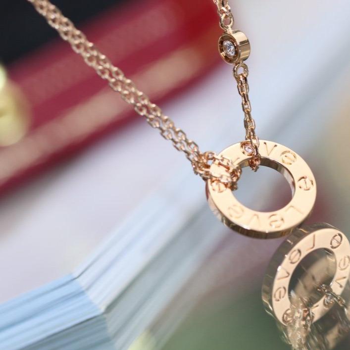 [Polaidi Jewelry]LOVE NECKLACE ADJUSTABLE ROSE GOLD 2 DIAMOND