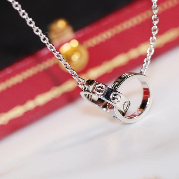 [Polaidi Jewelry]LOVE NECKLACE PINK GOLD AND SILVER