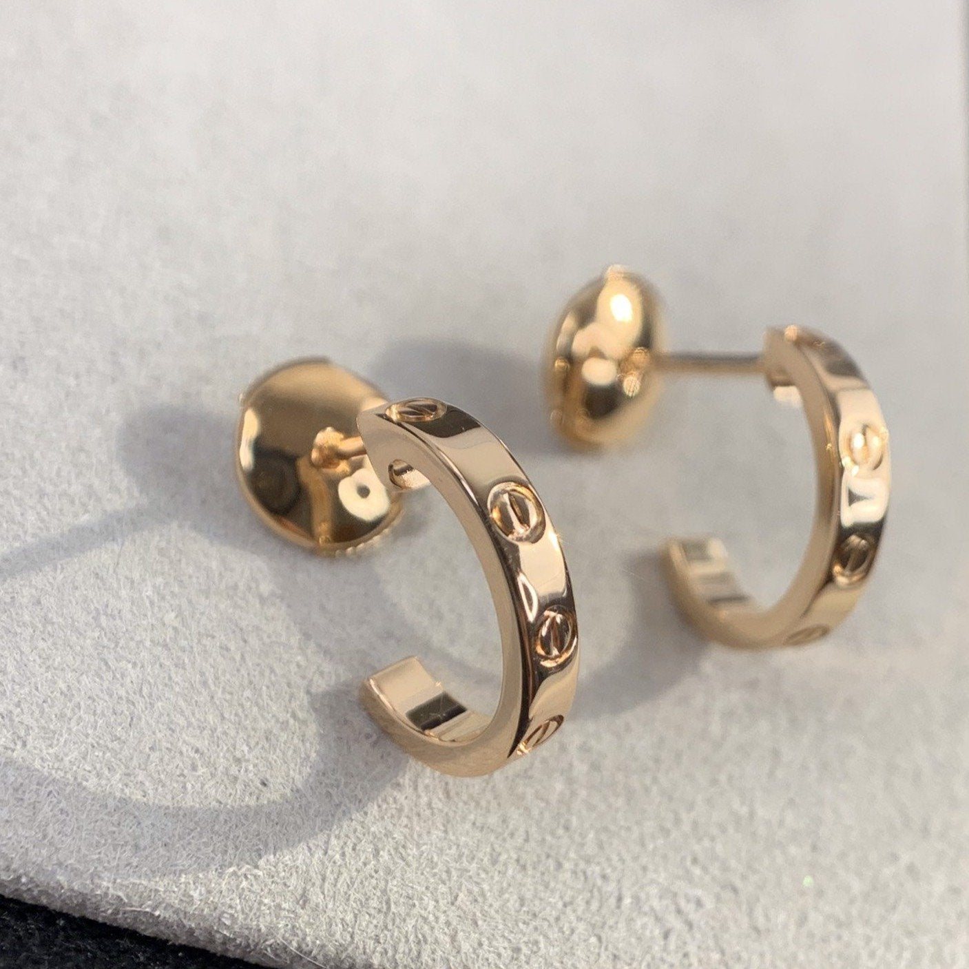 [：Polaidi Jewelry]LOVE EARRINGS 2.65MM PINK GOLD