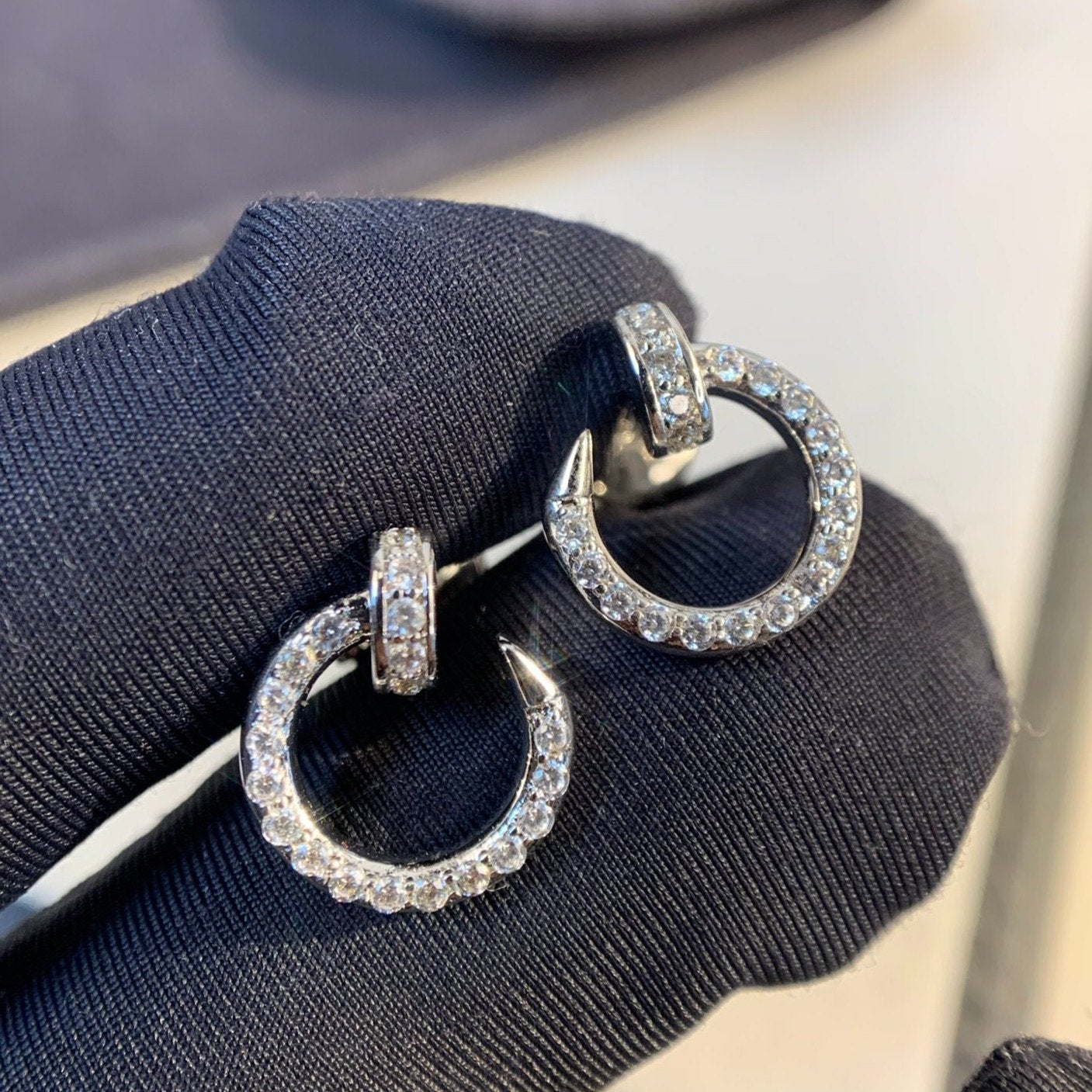[：Polaidi Jewelry]JUSTE EARRINGS SILVER DIAMONDS