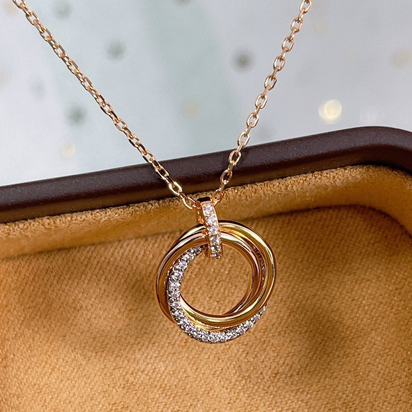 [：Polaidi Jewelry]トリニティネックレス シルバー ゴールド ピンクゴールド ダイヤモンド