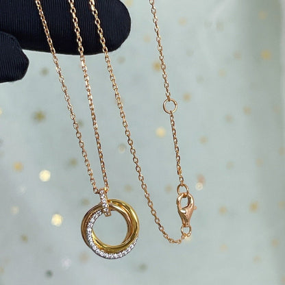 [Polaidi Jewelry]TRINITY NECKLACE SILVER GOLD PINK GOLD DIAMONDS