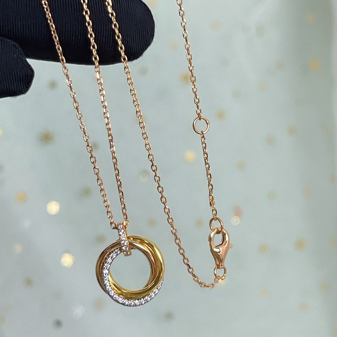 [：Polaidi Jewelry]トリニティネックレス シルバー ゴールド ピンクゴールド ダイヤモンド