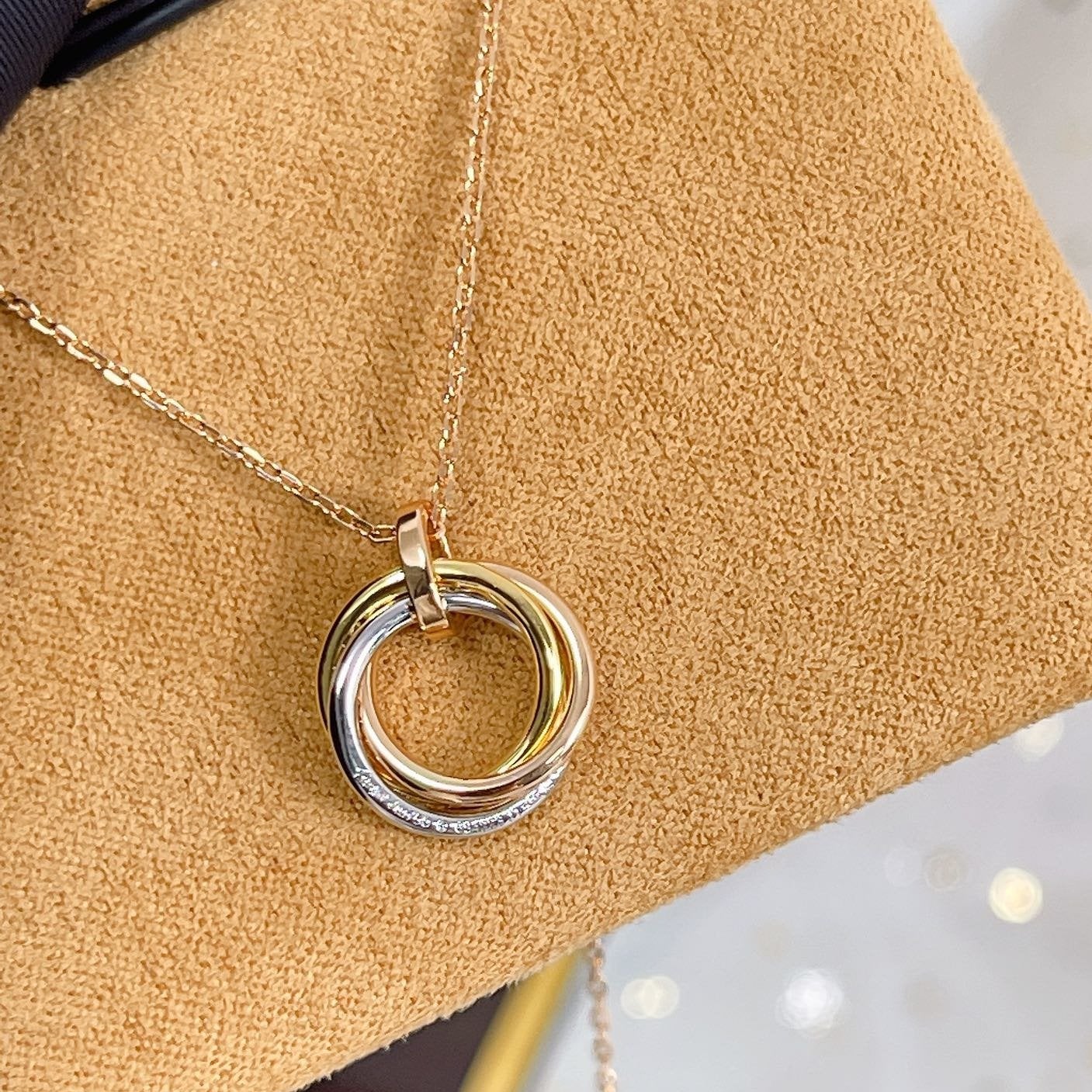 [Polaidi Jewelry]TRINITY NECKLACE SILVER GOLD PINK GOLD DIAMONDS
