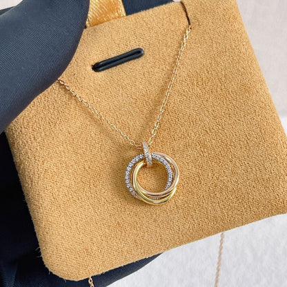 [Polaidi Jewelry]TRINITY NECKLACE SILVER GOLD PINK GOLD DIAMONDS