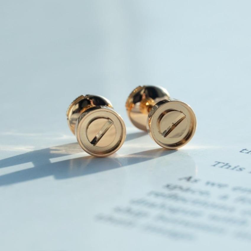 [：Polaidi Jewelry]LOVE EARRINGS PINK GOLD 10MM