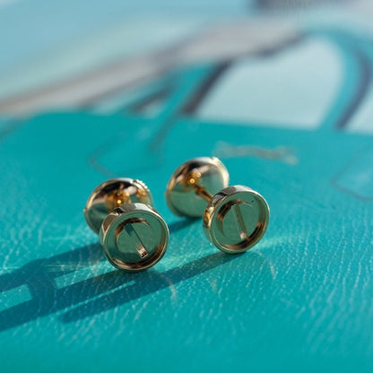 [：Polaidi Jewelry]LOVE EARRINGS PINK GOLD 10MM