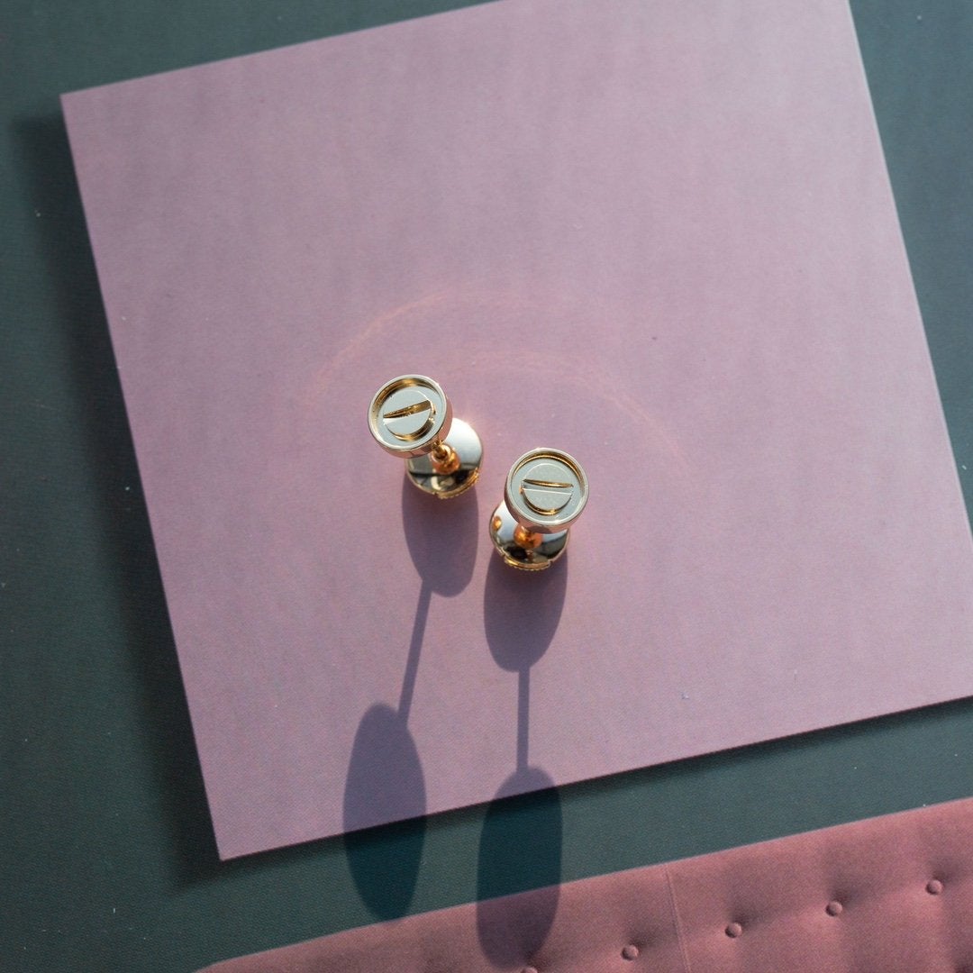 [：Polaidi Jewelry]LOVE EARRINGS PINK GOLD 10MM