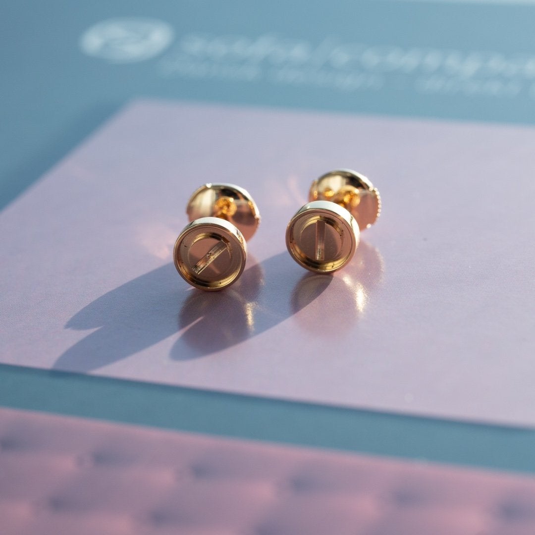 [：Polaidi Jewelry]LOVE EARRINGS PINK GOLD 10MM