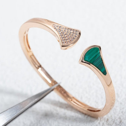 [Polaidi Jewelry]DREAM BRACELET OPEN MALACHITE PINK GOLD