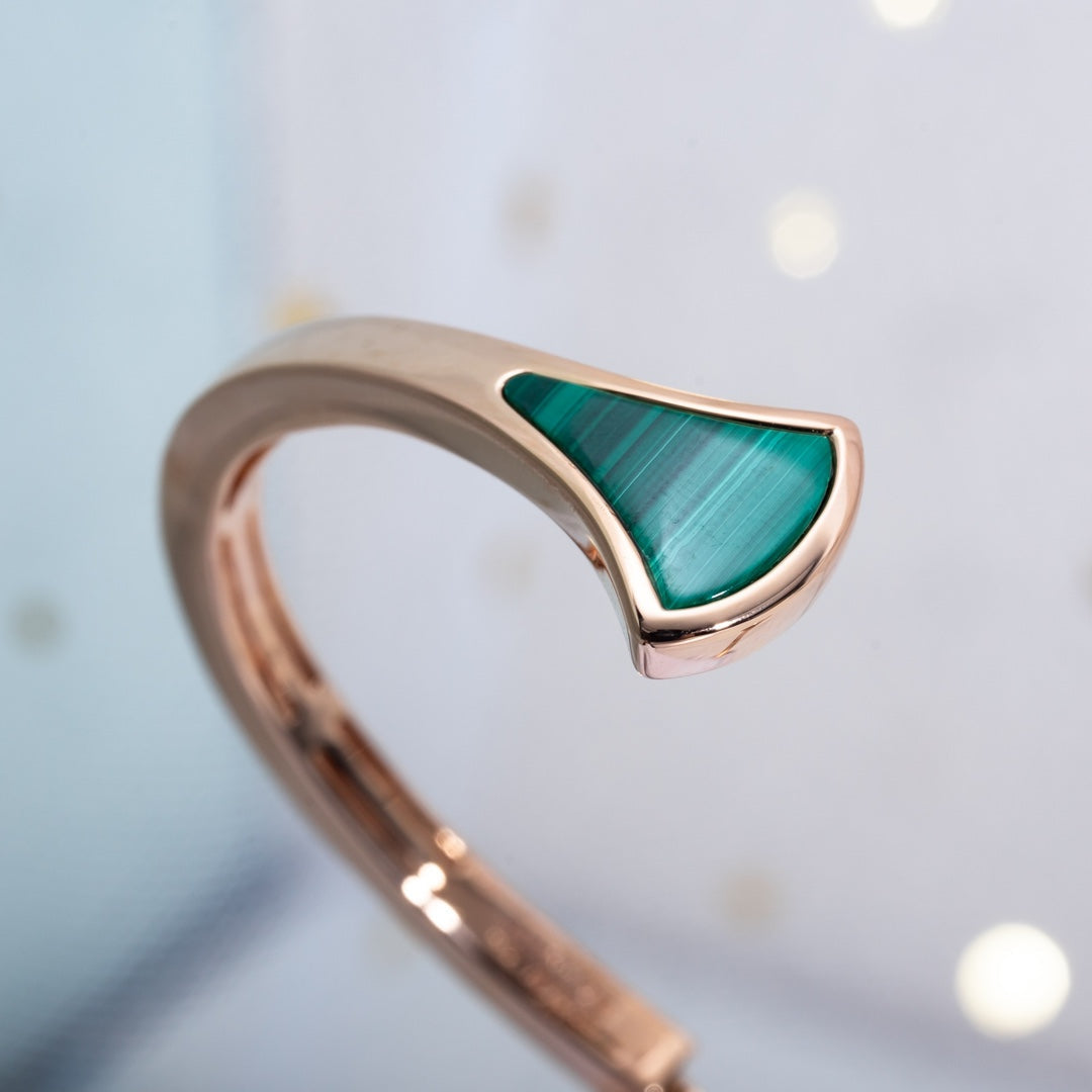 [Polaidi Jewelry]DREAM BRACELET OPEN MALACHITE PINK GOLD