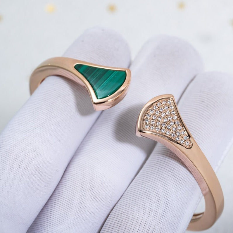 [Polaidi Jewelry]DREAM BRACELET OPEN MALACHITE PINK GOLD
