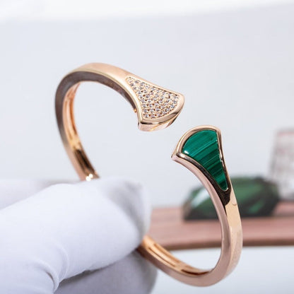 [Polaidi Jewelry]DREAM BRACELET OPEN MALACHITE PINK GOLD