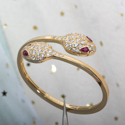[Polaidi Jewelry]SERPENTI BRACELET PINK GOLD DIAMOND DOUBLE SNAKE