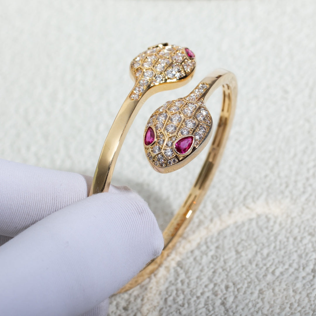 [Polaidi Jewelry]SERPENTI BRACELET PINK GOLD DIAMOND DOUBLE SNAKE