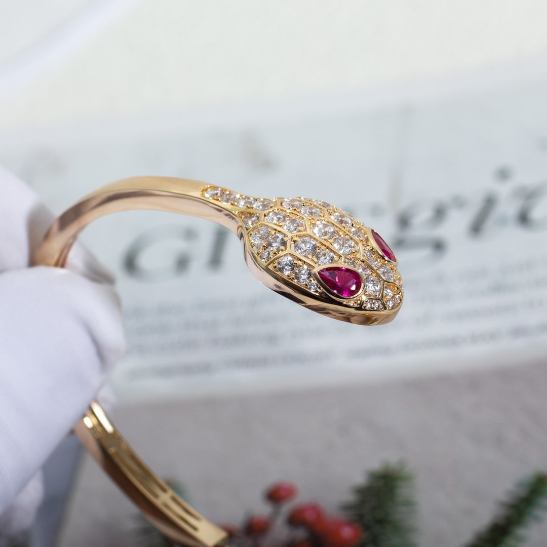 [Polaidi Jewelry]SERPENTI BRACELET PINK GOLD DIAMOND DOUBLE SNAKE