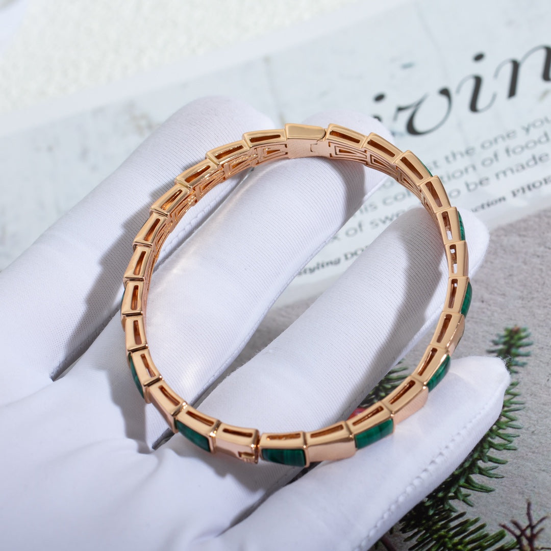 [Polaidi Jewelry]SERPENTI BRACELET PINK GOLD MALACHITE