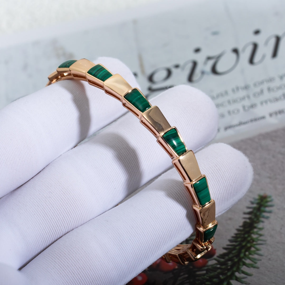 [Polaidi Jewelry]SERPENTI BRACELET PINK GOLD MALACHITE