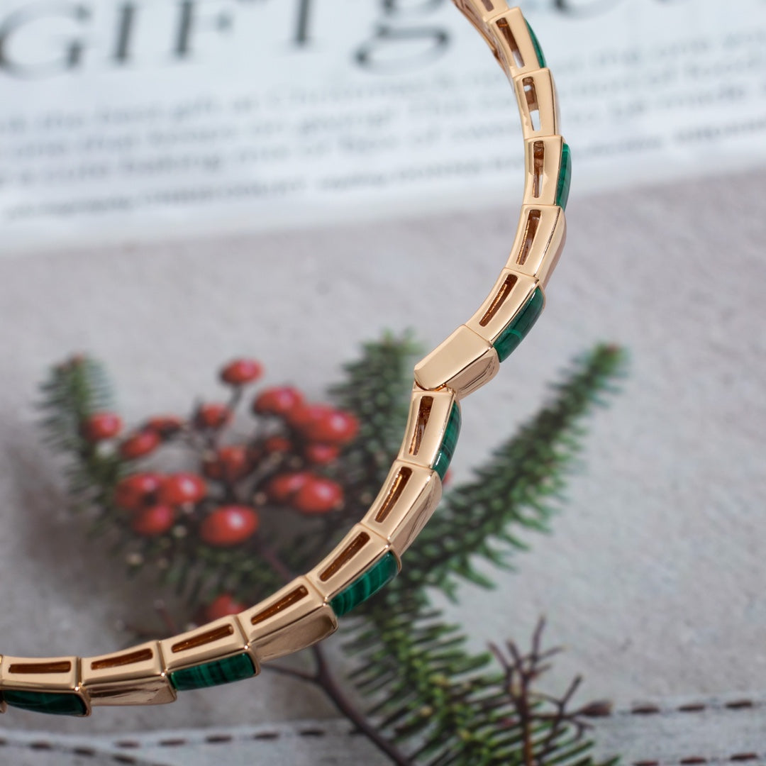 [Polaidi Jewelry]SERPENTI BRACELET PINK GOLD MALACHITE
