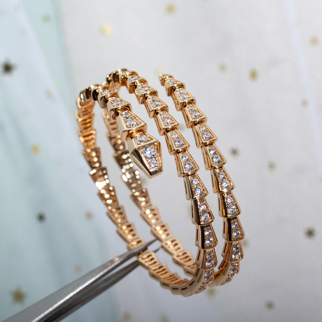 [Polaidi Jewelry]SERPENTI BRACELET PINK GOLD DIAMOND DOUBLE ROW