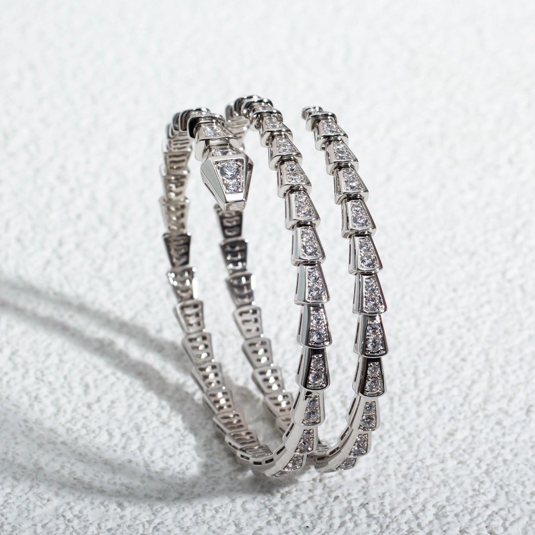 [Polaidi Jewelry]SERPENTI BRACELET SILVER DIAMOND DOUBLE ROW