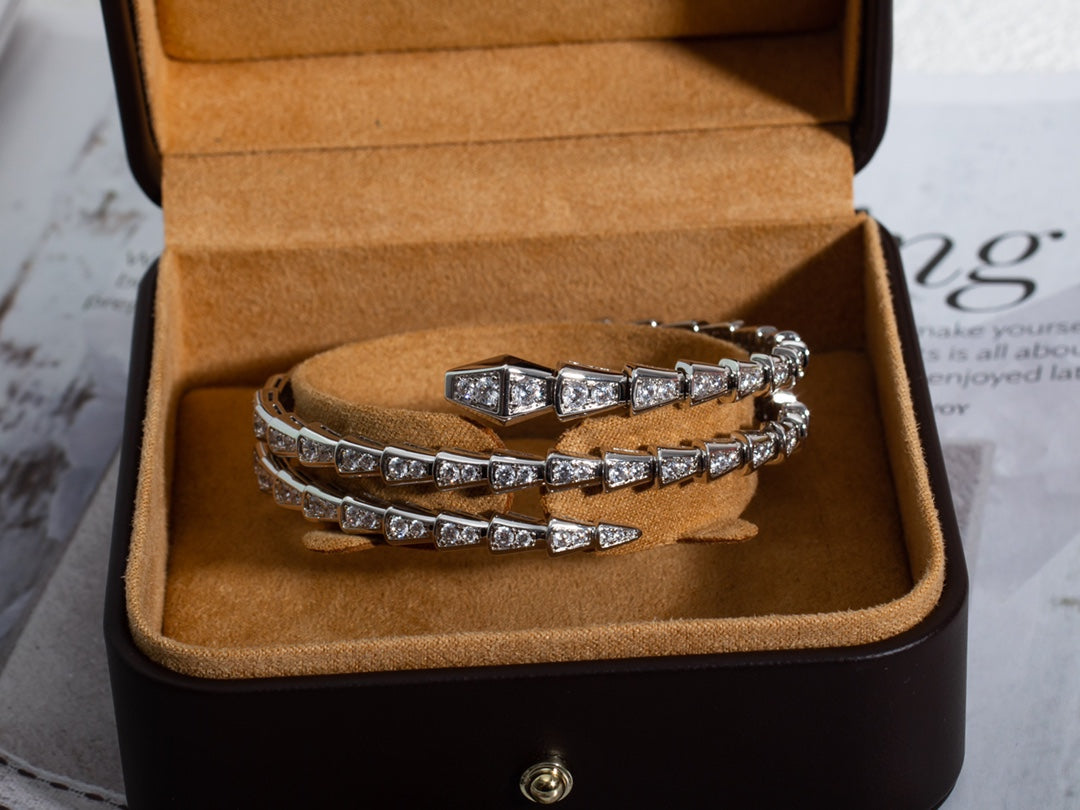 [Polaidi Jewelry]SERPENTI BRACELET SILVER DIAMOND DOUBLE ROW