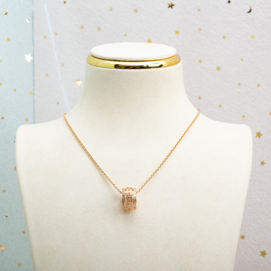 [Polaidi Jewelry]PARENTESI NECKLACE PINK GOLD DIAMOND