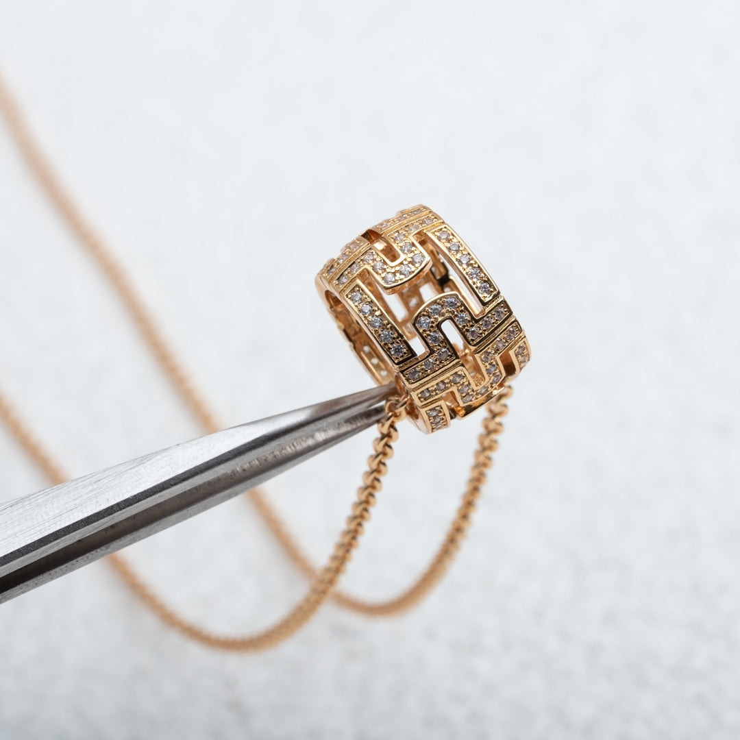 [Polaidi Jewelry]PARENTESI NECKLACE PINK GOLD DIAMOND