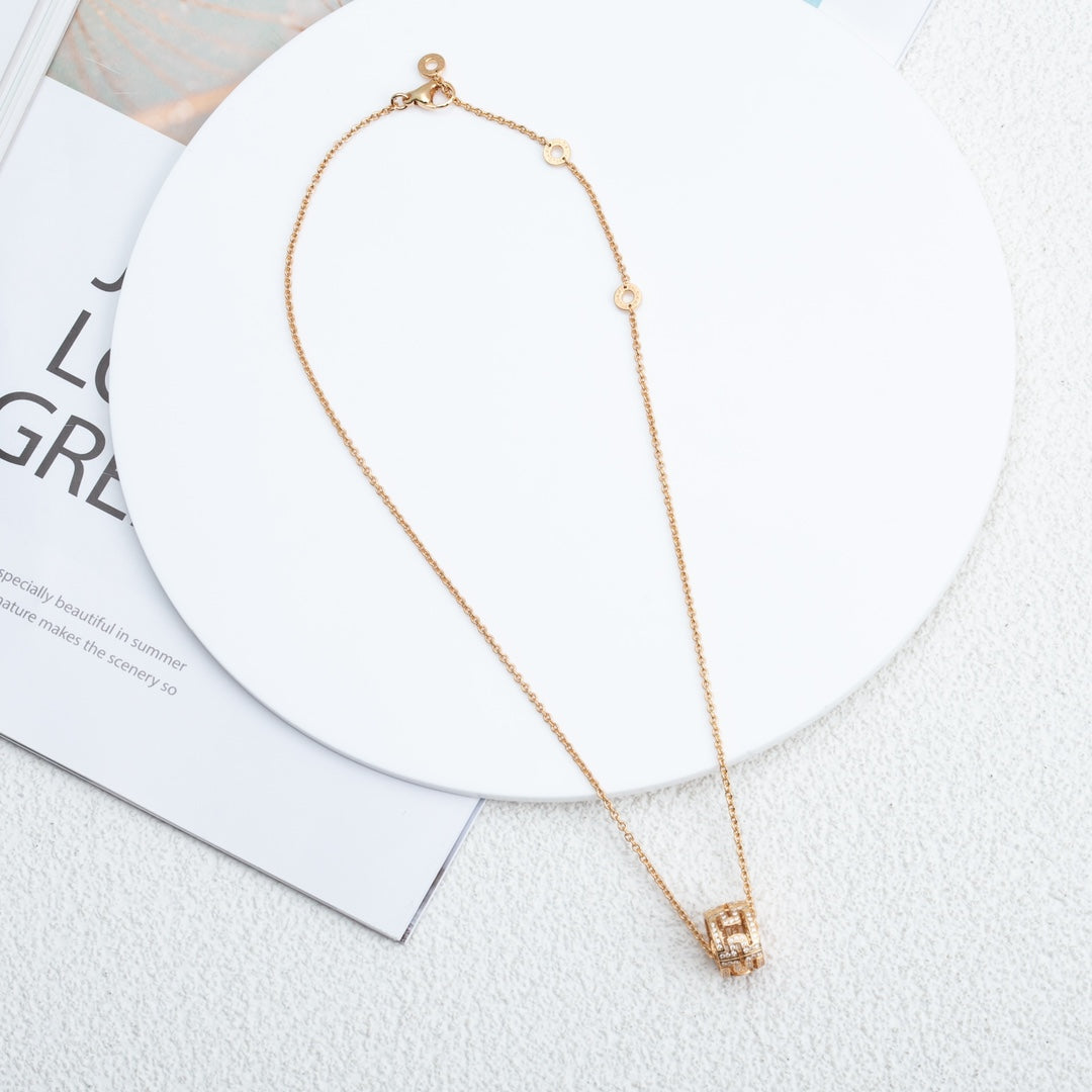 [Polaidi Jewelry]PARENTESI NECKLACE PINK GOLD DIAMOND