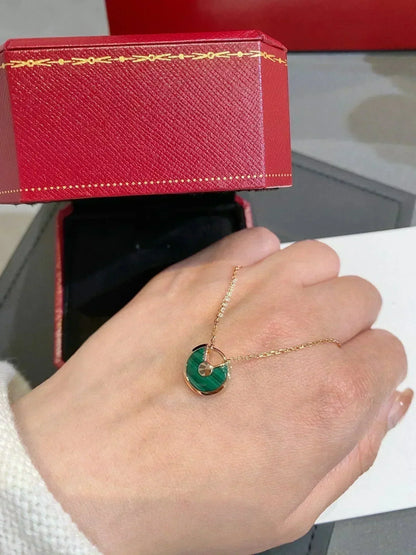 [：Polaidi Jewelry]AMULETTE ROSE GOLD MALACHITE NECKLACE