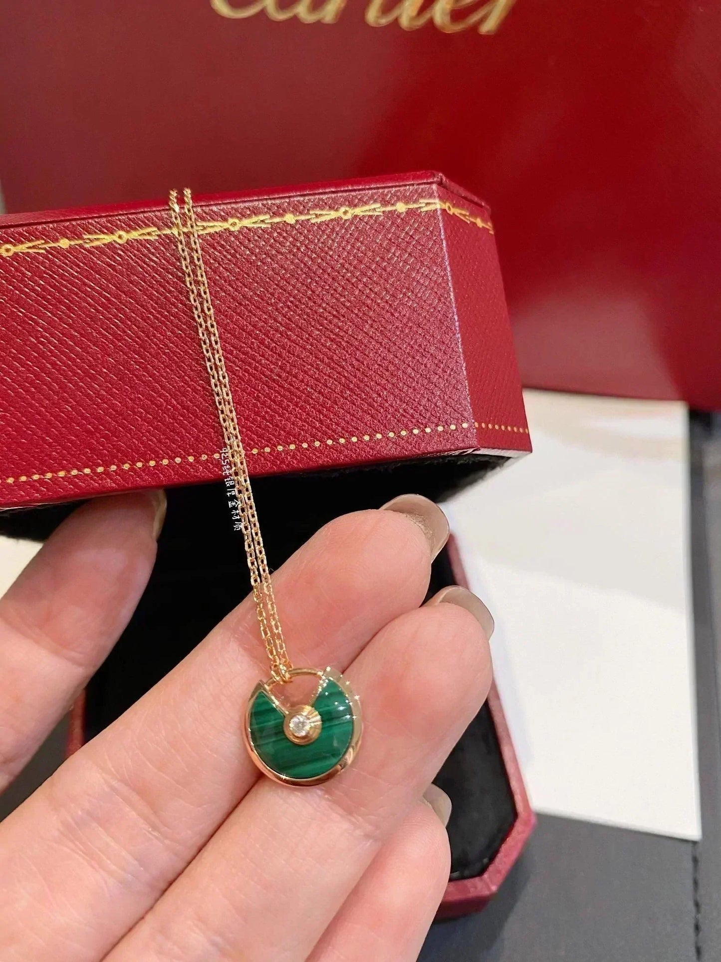 [Polaidi Jewelry]AMULETTE ROSE GOLD MALACHITE NECKLACE