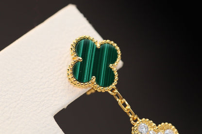 [Polaidi Jewelry]CLOVER EARRINGS GOLD MALACHITE DIAMOND 3 MOTIF