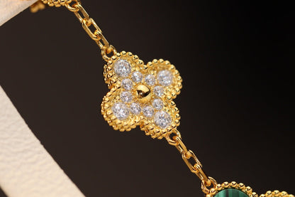 [Polaidi Jewelry]CLOVER EARRINGS GOLD MALACHITE DIAMOND 3 MOTIF