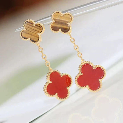 [：Polaidi Jewelry]CLOVER  2 MOTIF  TIGER EYE CARNELIAN EARRINGS